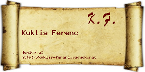 Kuklis Ferenc névjegykártya