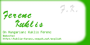 ferenc kuklis business card